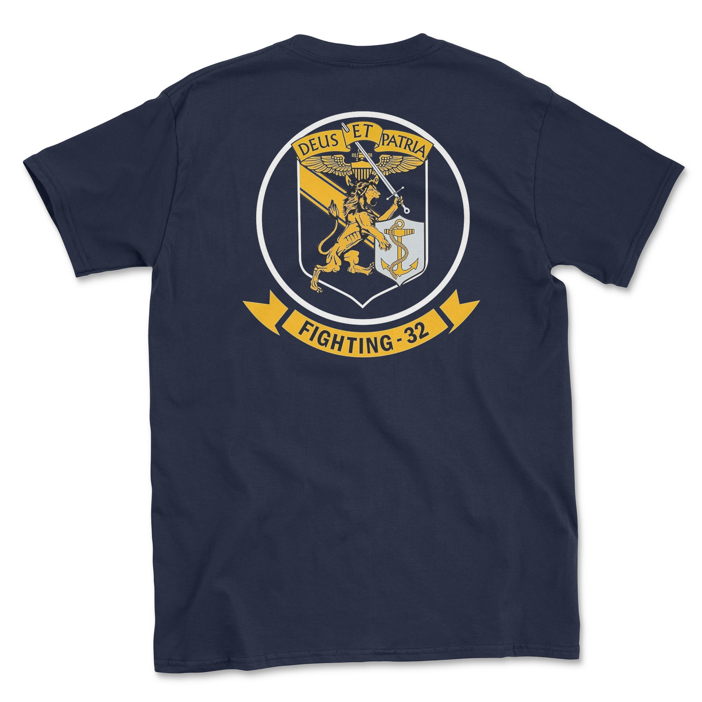 Navy blue t-shirt with squadron patch.
