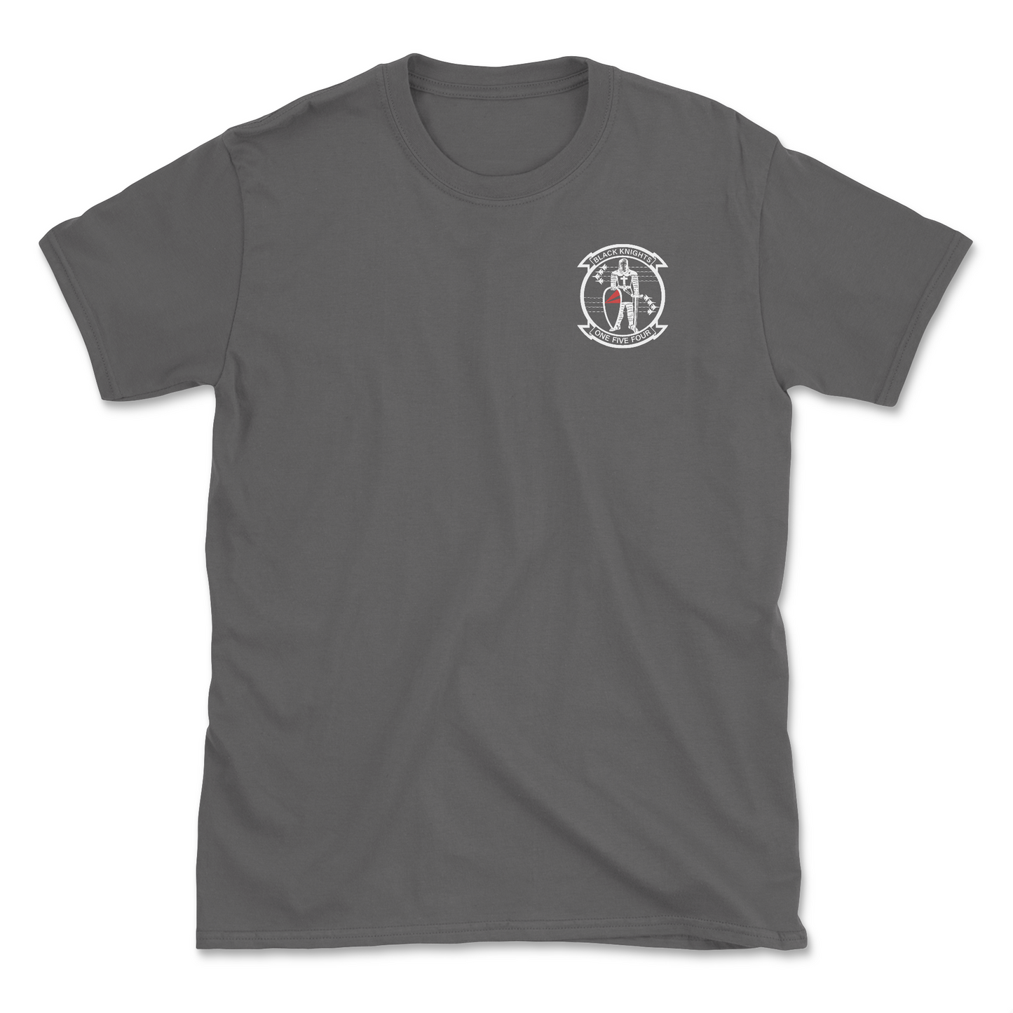 Charcoal t-shirt with squadron patch.