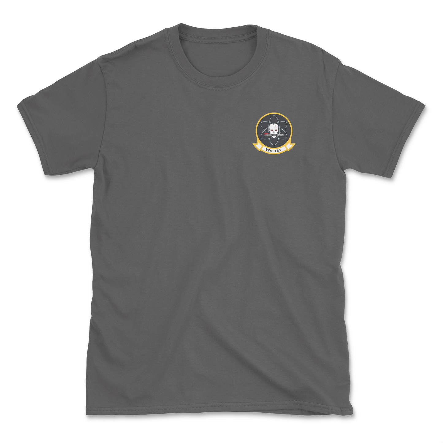 Charcoal t-shirt with squadron patch.