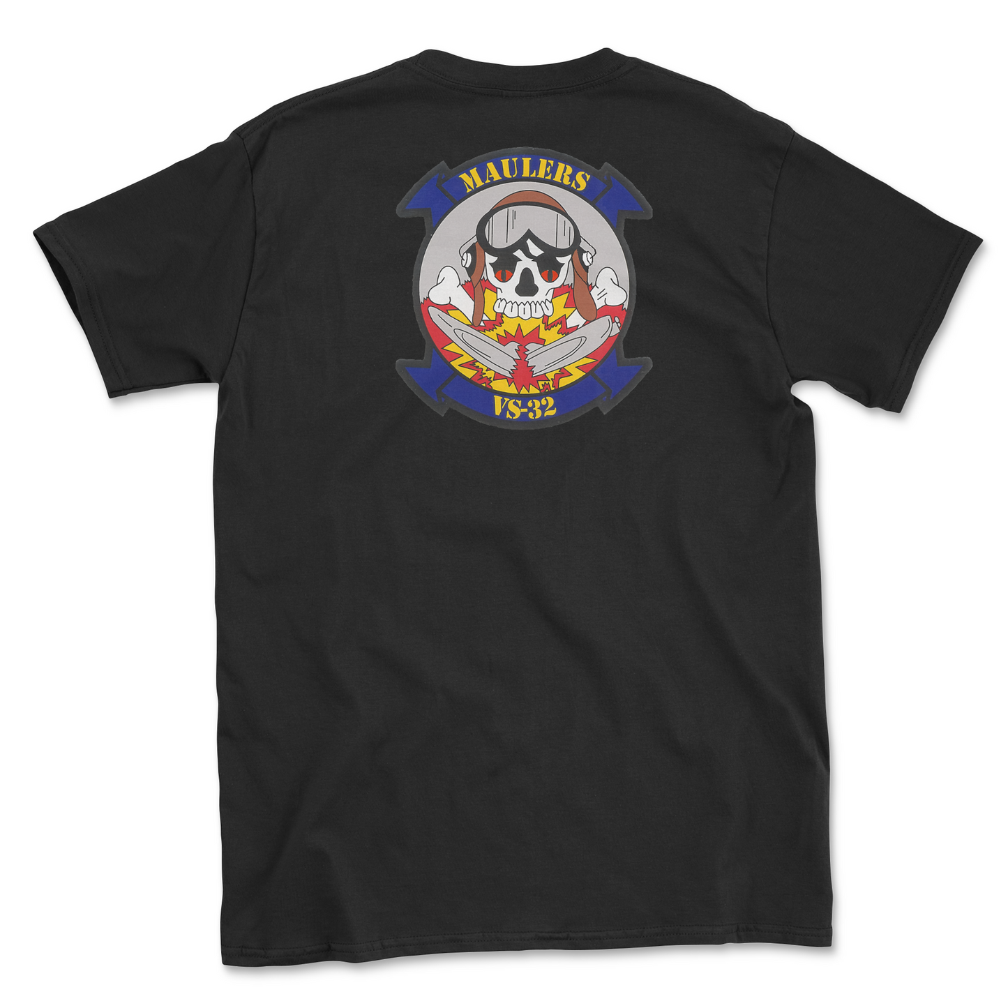 Black t-shirt with squadron patch.