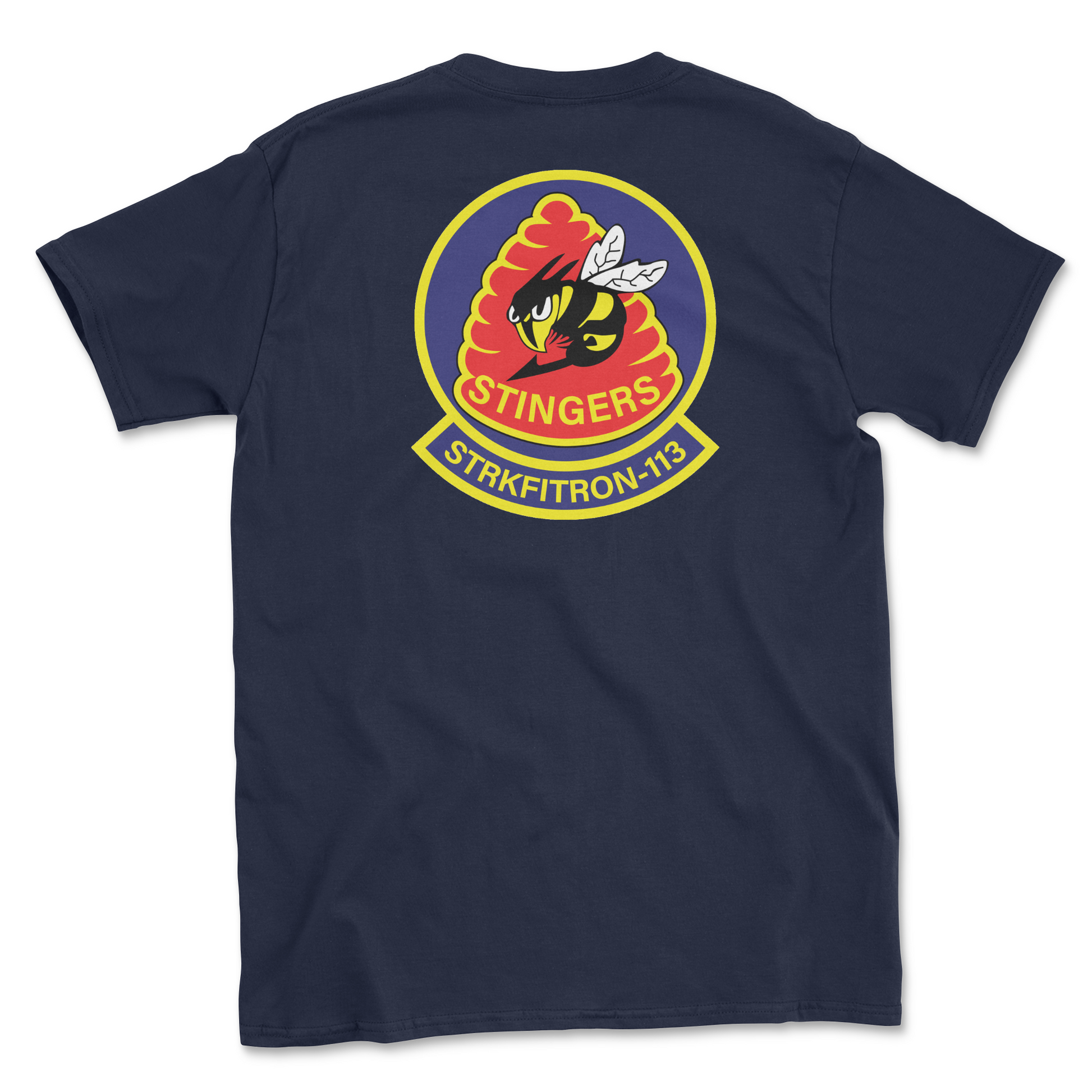Navy blue t-shirt with squadron patch.