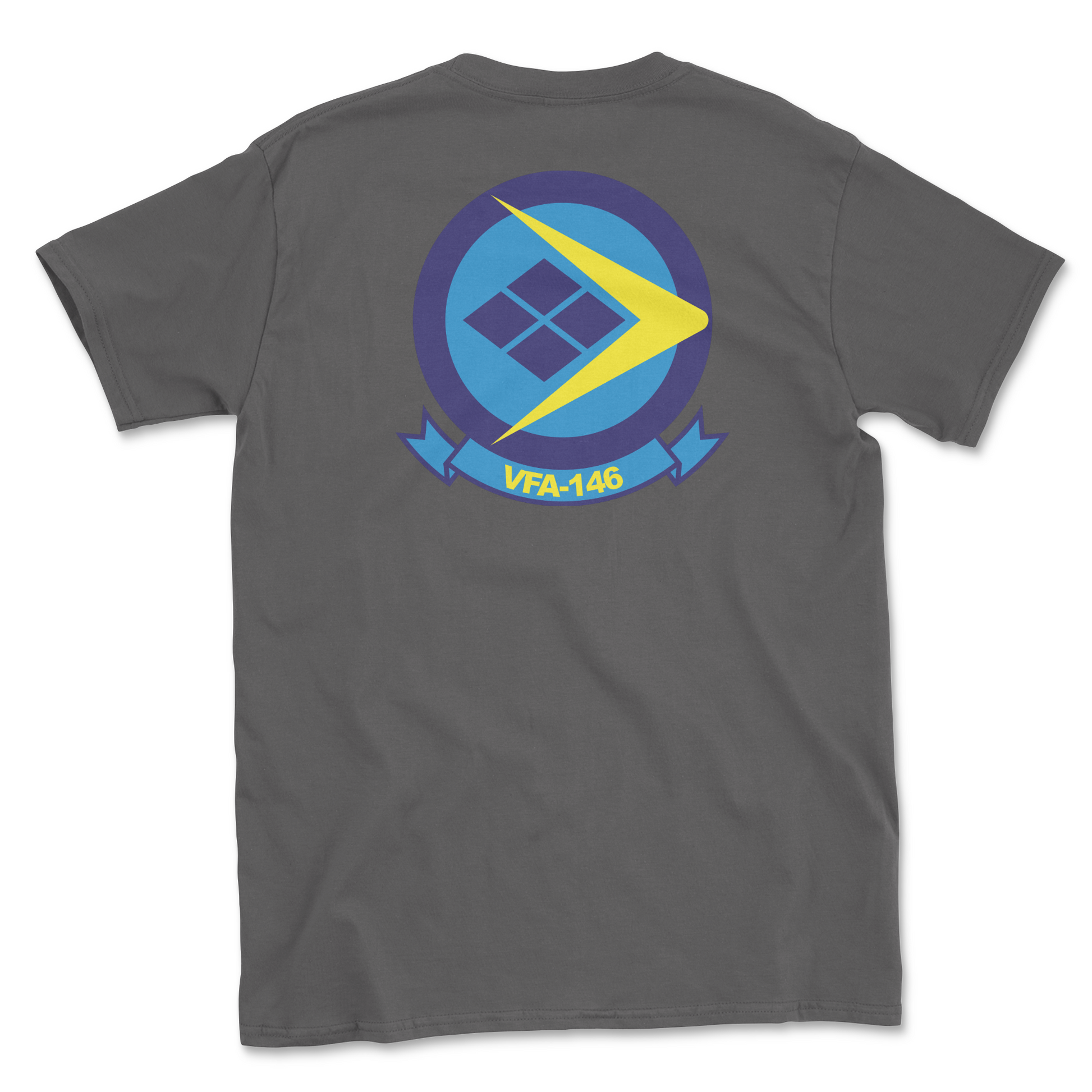 Charcoal t-shirt with squadron patch.