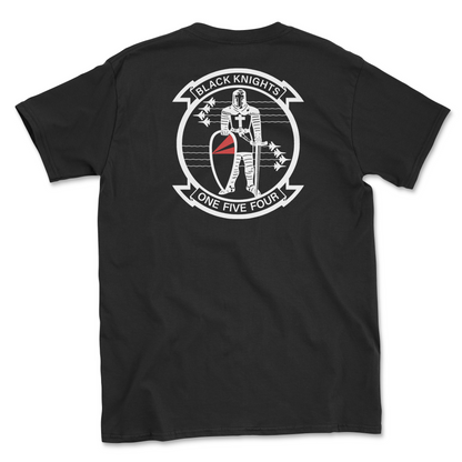 Black t-shirt with squadron patch.