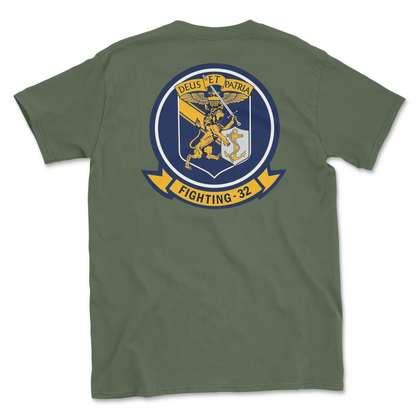 Military green t-shirt with squadron patch.