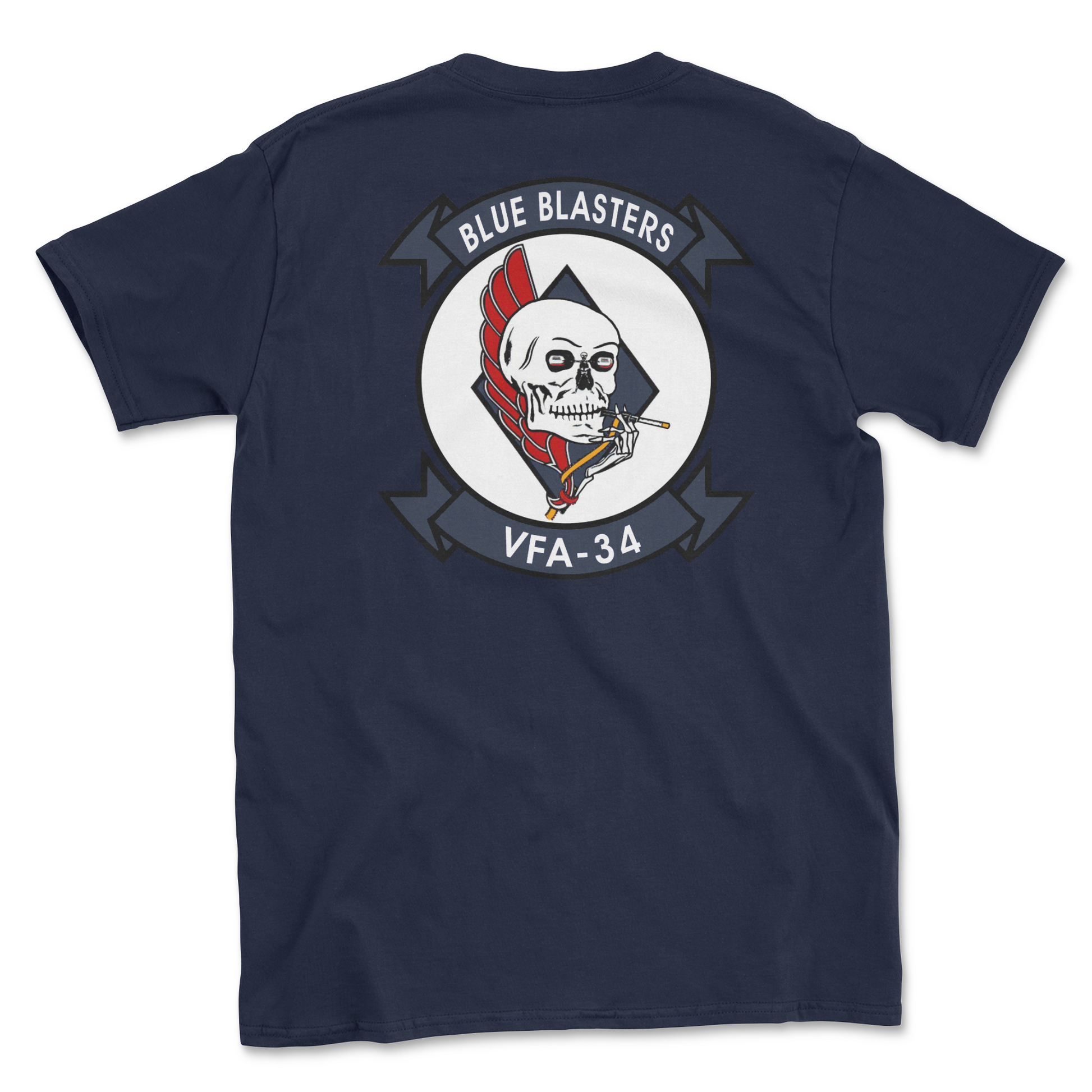 Navy blue t-shirt with squadron patch.