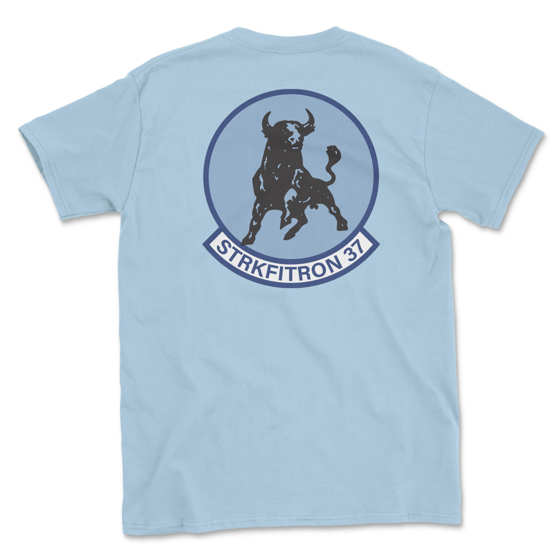 Light blue t-shirt with squadron patch.
