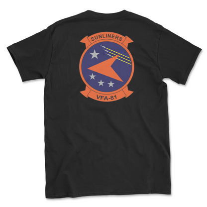 Black t-shirt with squadron patch.