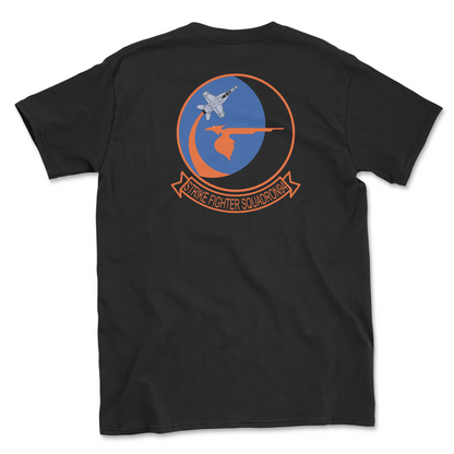 Black t-shirt with squadron patch.