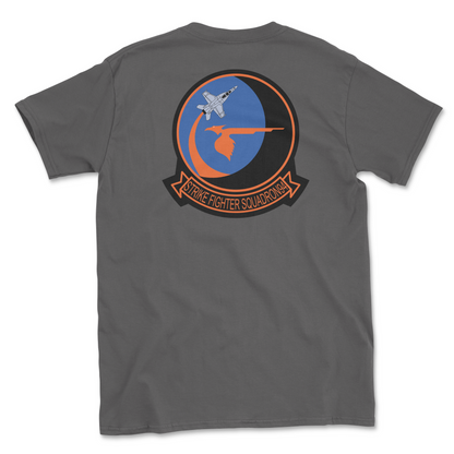 Charcoal t-shirt with squadron patch.
