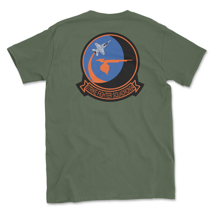 Military green t-shirt with squadron patch.