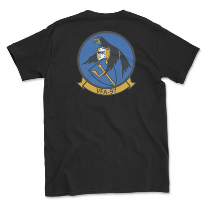 Black t-shirt with squadron patch.