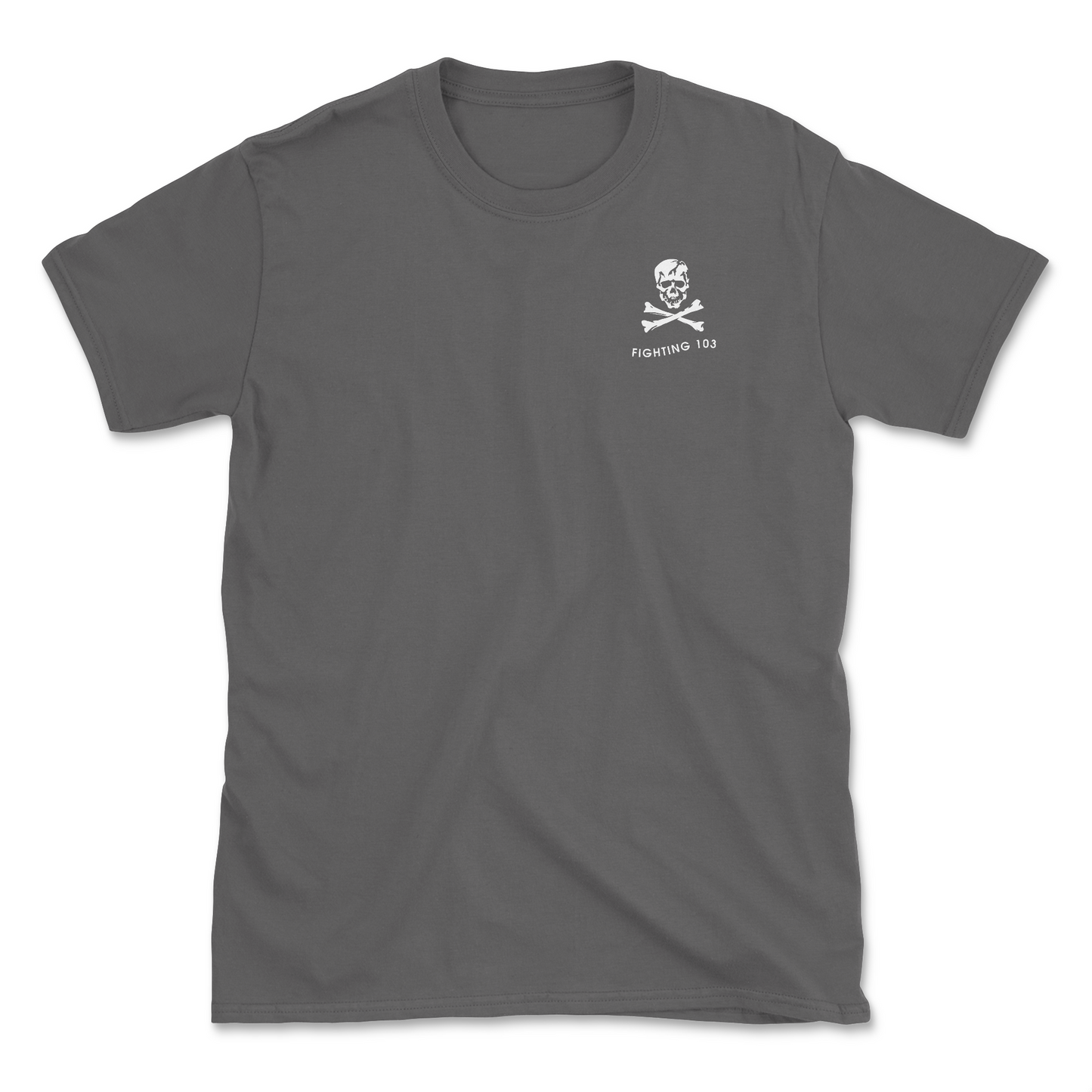 Charcoal t-shirt with squadron patch.