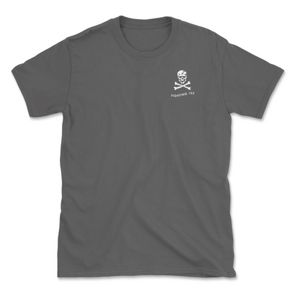 Charcoal t-shirt with squadron patch.