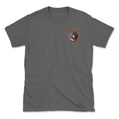 Charcoal t-shirt with squadron patch.