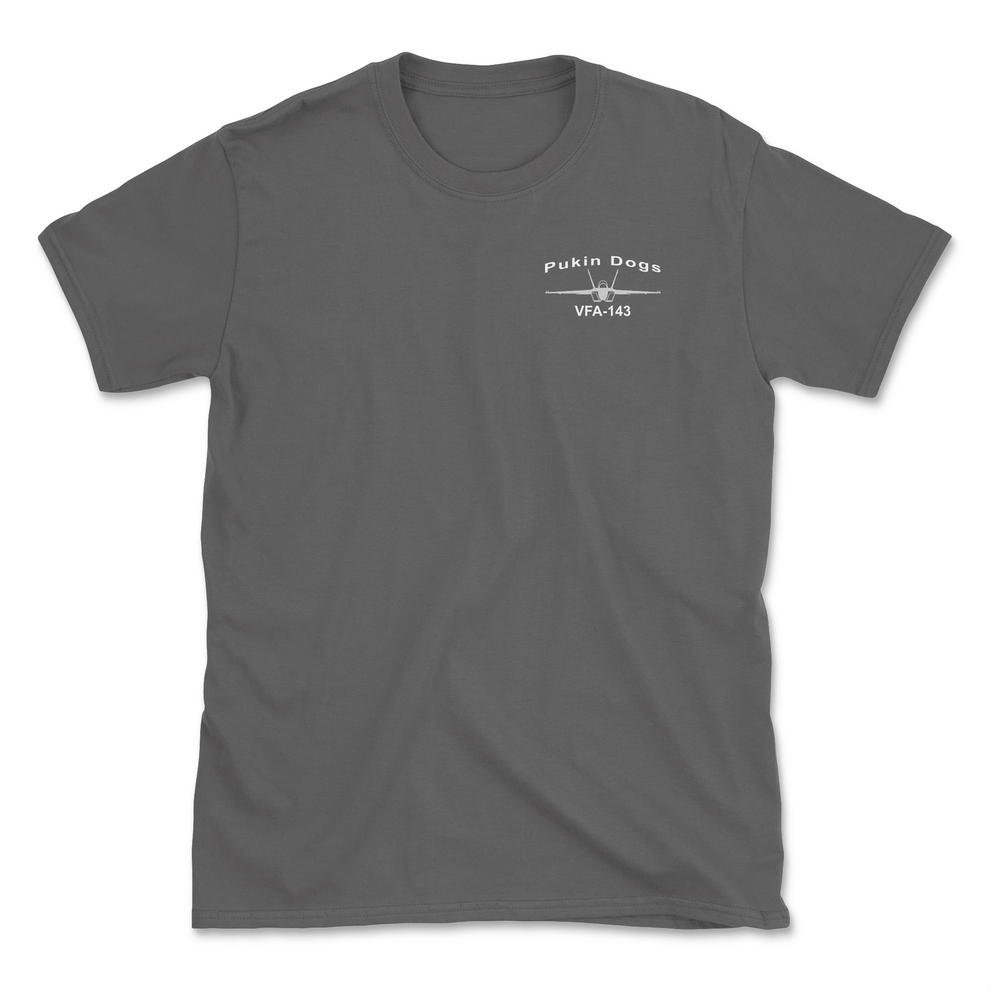 Charcoal t-shirt with an F/A-18 aircraft and squadron name.