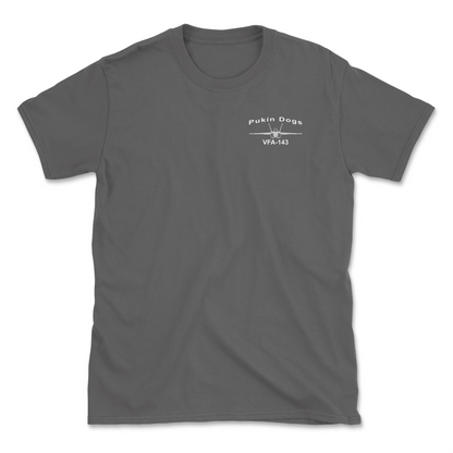Charcoal t-shirt with an F/A-18 aircraft and squadron name.