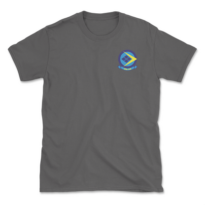 Charcoal t-shirt with squadron patch.