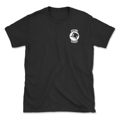 Black t-shirt with squadron patch.