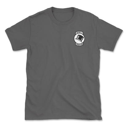 Charcoal t-shirt with squadron patch.