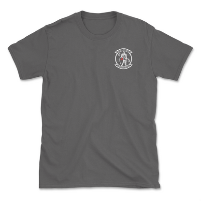 Charcoal t-shirt with squadron patch.