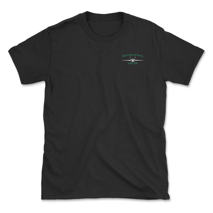 Black t-shirt with an F/A-18 aircraft and squadron name.