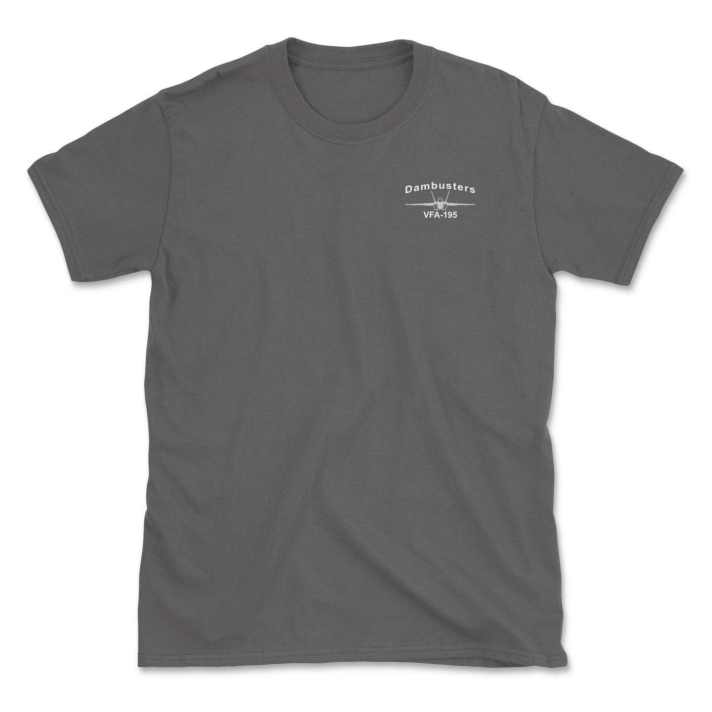 Charcoal t-shirt with an F/A-18 aircraft and squadron name.