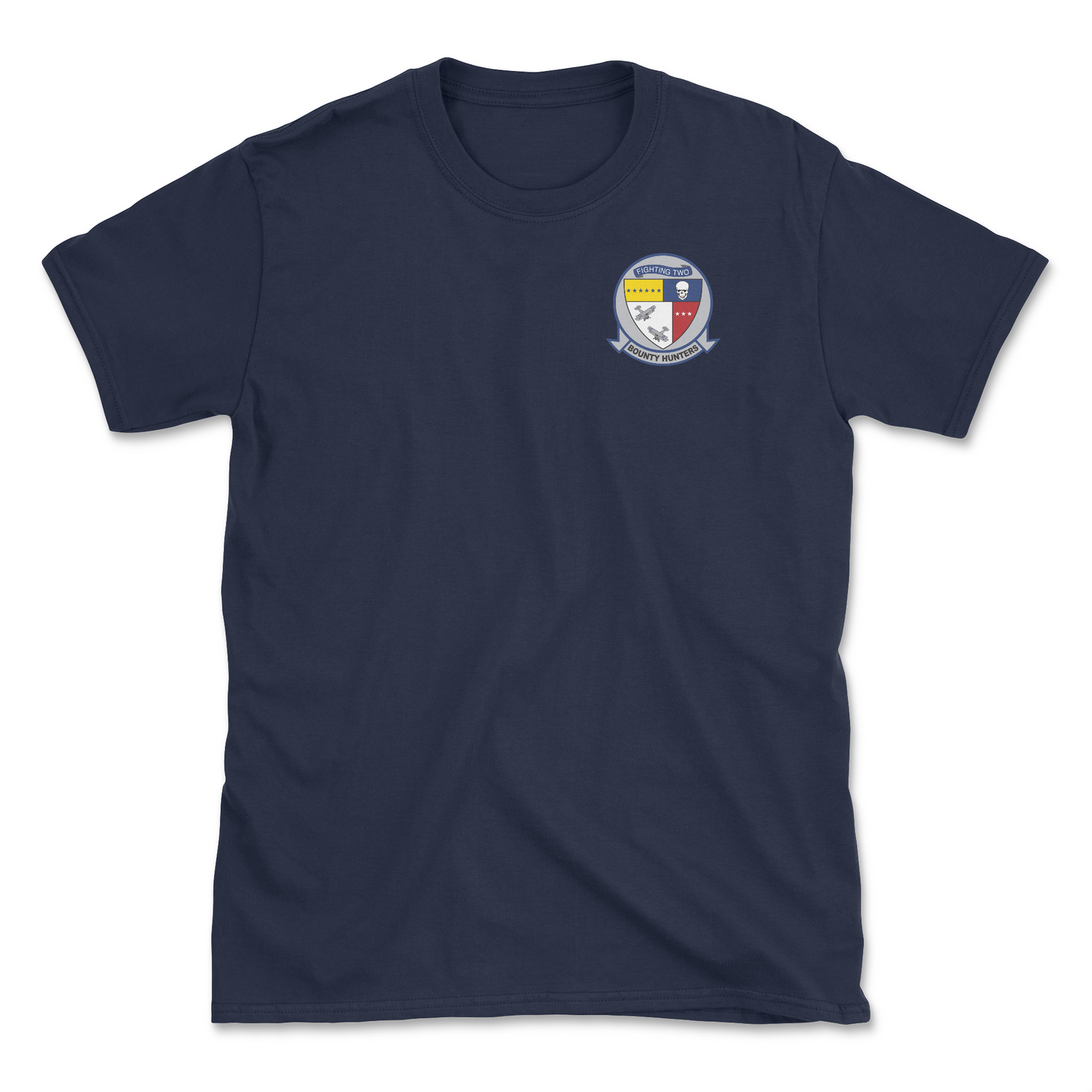 Navy blue t-shirt with squadron patch.