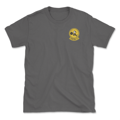 Charcoal t-shirt with squadron patch.