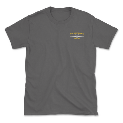 Charcoal t-shirt with an F/A-18 aircraft and squadron name.
