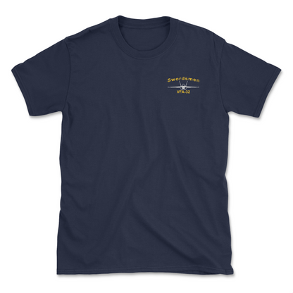 Navy blue t-shirt with an F/A-18 aircraft and squadron name.