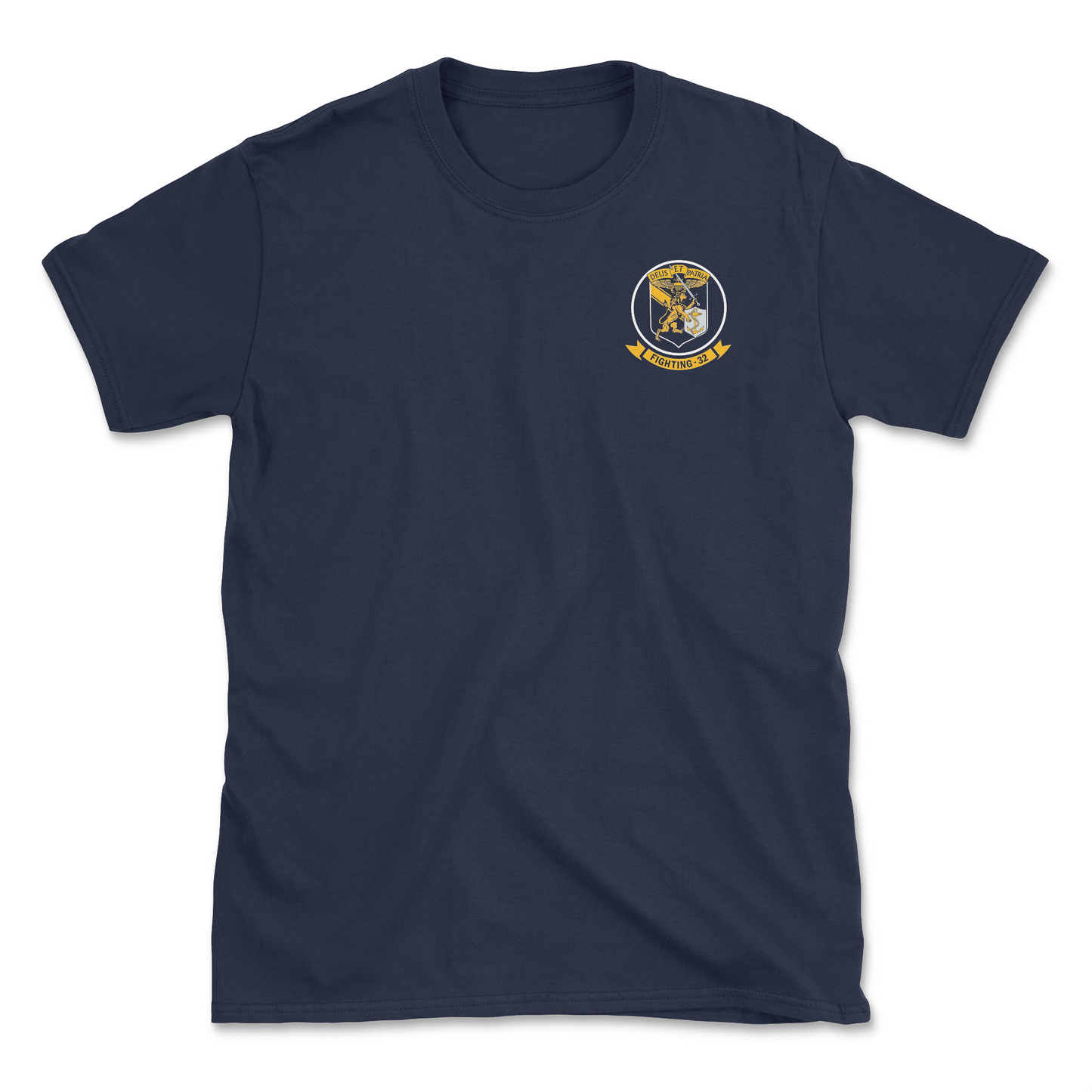 Navy blue t-shirt with squadron patch.