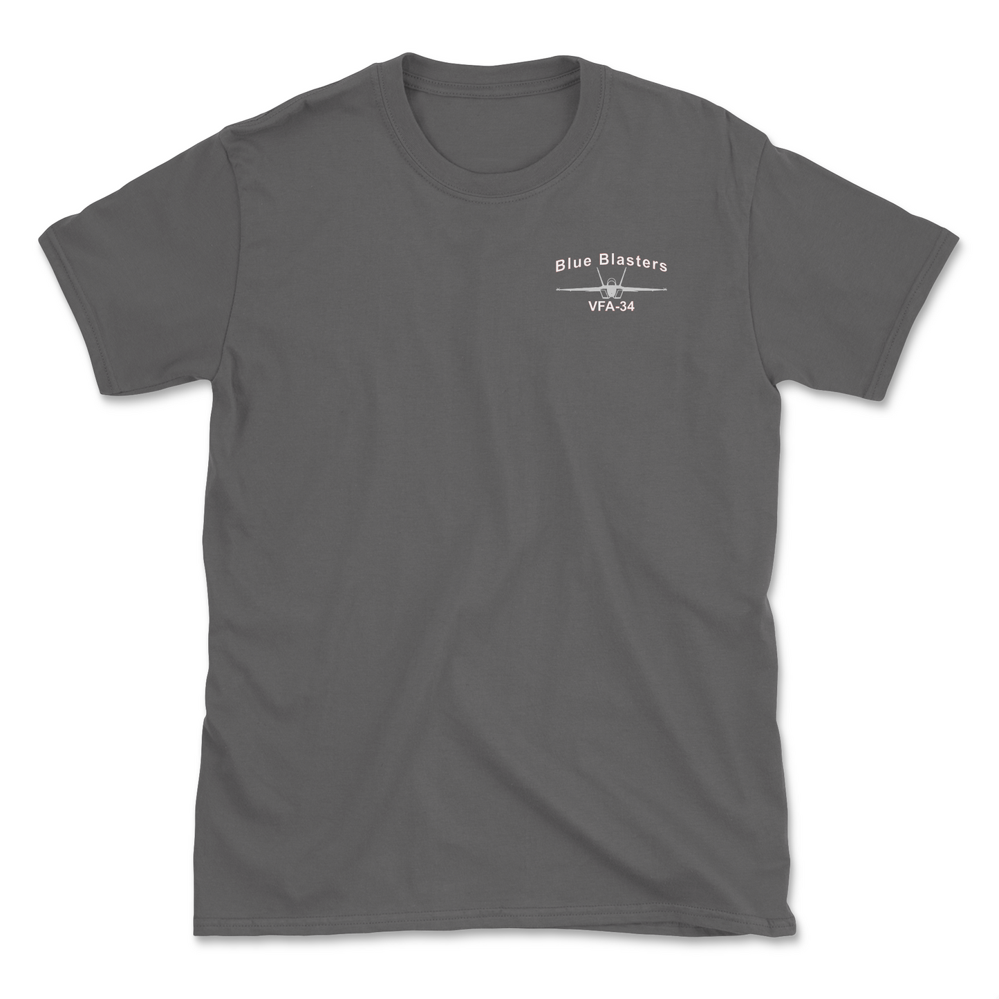Charcoal t-shirt with an F/A-18 aircraft and squadron name.