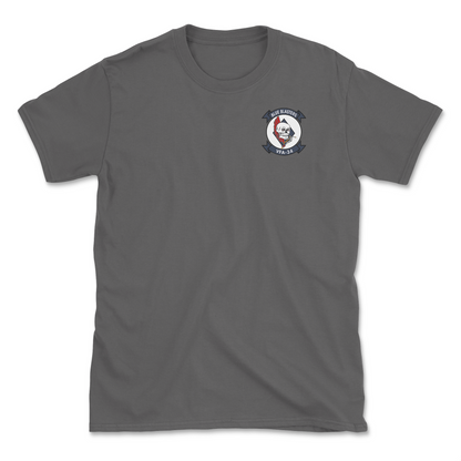 Charcoal t-shirt with squadron patch.