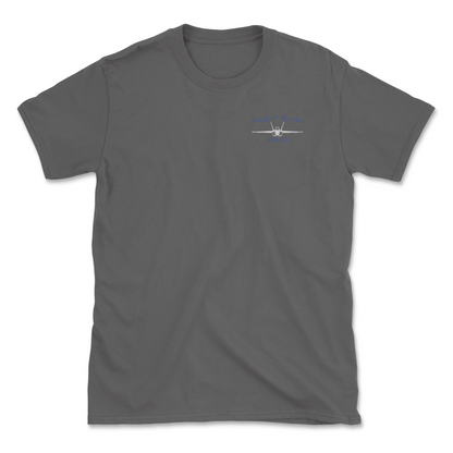 Charcoal t-shirt with an F/A-18 aircraft and squadron name.