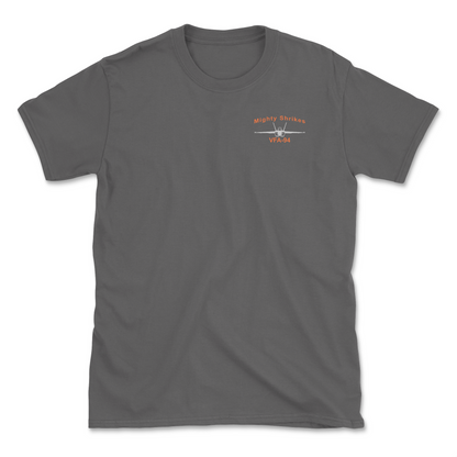 Charcoal t-shirt with an F/A-18 aircraft and squadron name.