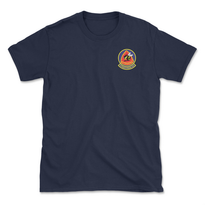 Navy blue t-shirt with squadron patch.