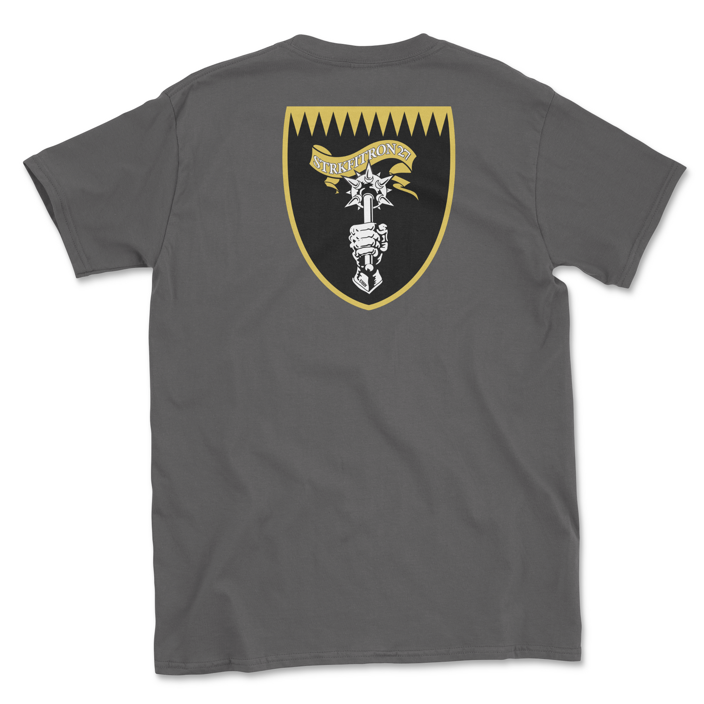 Charcoal t-shirt with squadron patch.