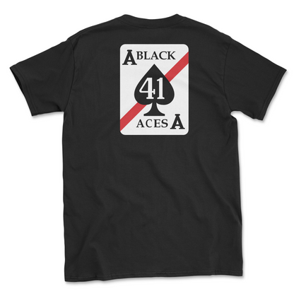 Black t-shirt with squadron patch.