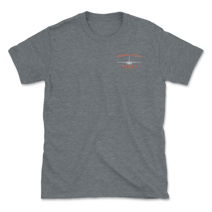 Grey heather t-shirt with a A-5 aircraft and squadron name