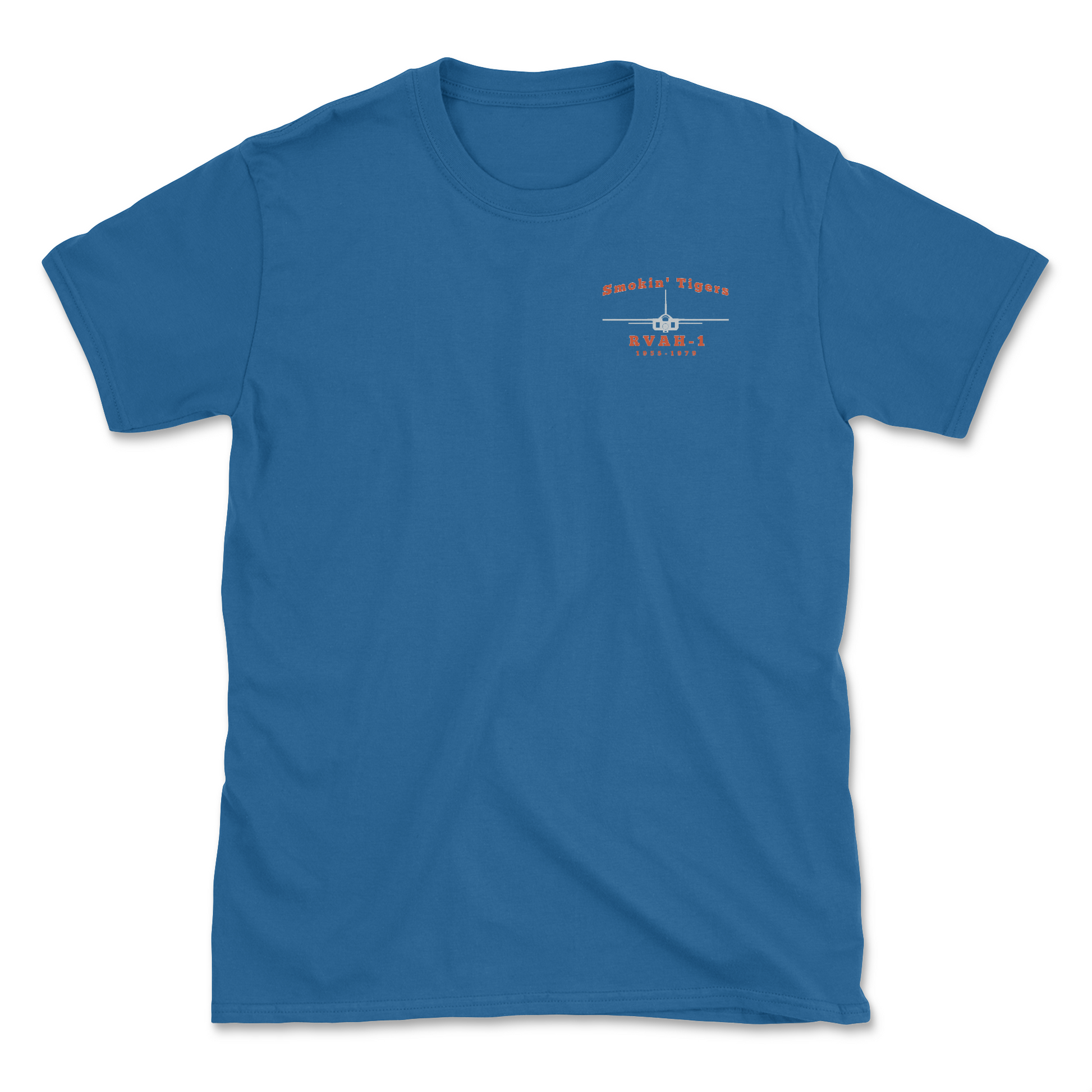Royal Blue t-shirt with a A-5 aircraft and squadron name