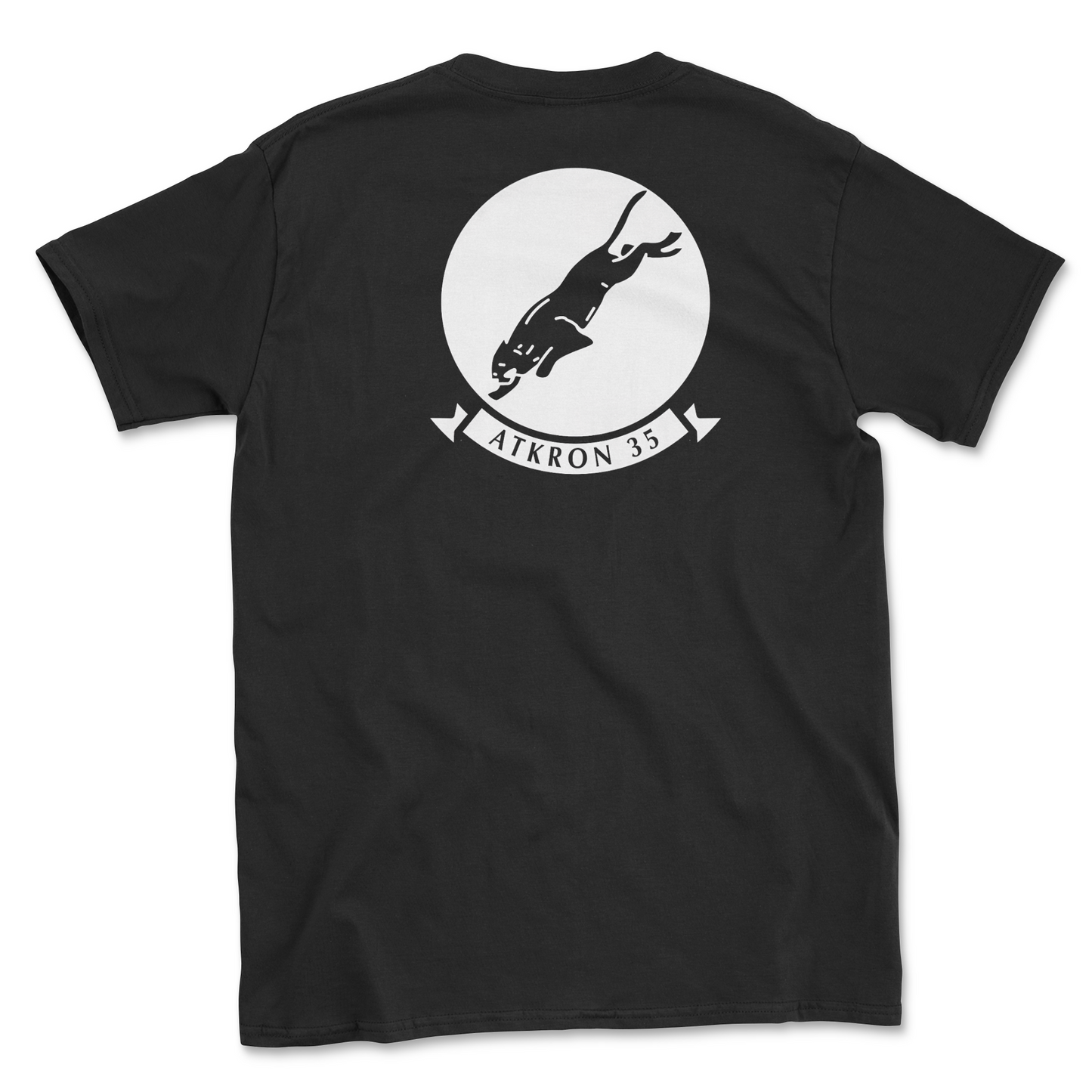 Black t-shirt with squadron patch.
