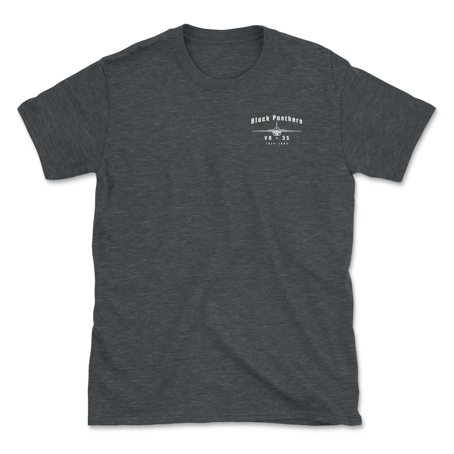 Dark grey heather t-shirt with an A-6 aircraft and squadron name.