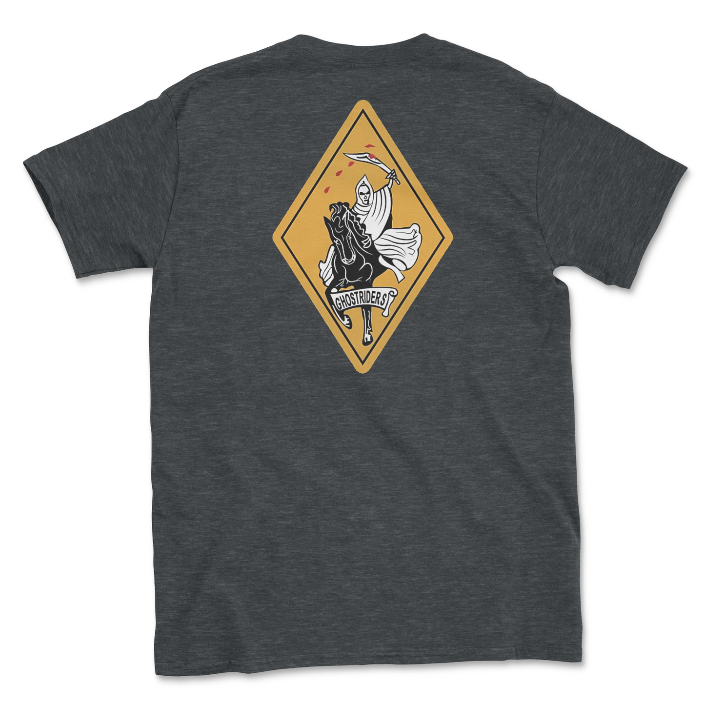 Dark grey heather t-shirt with squadron patch.