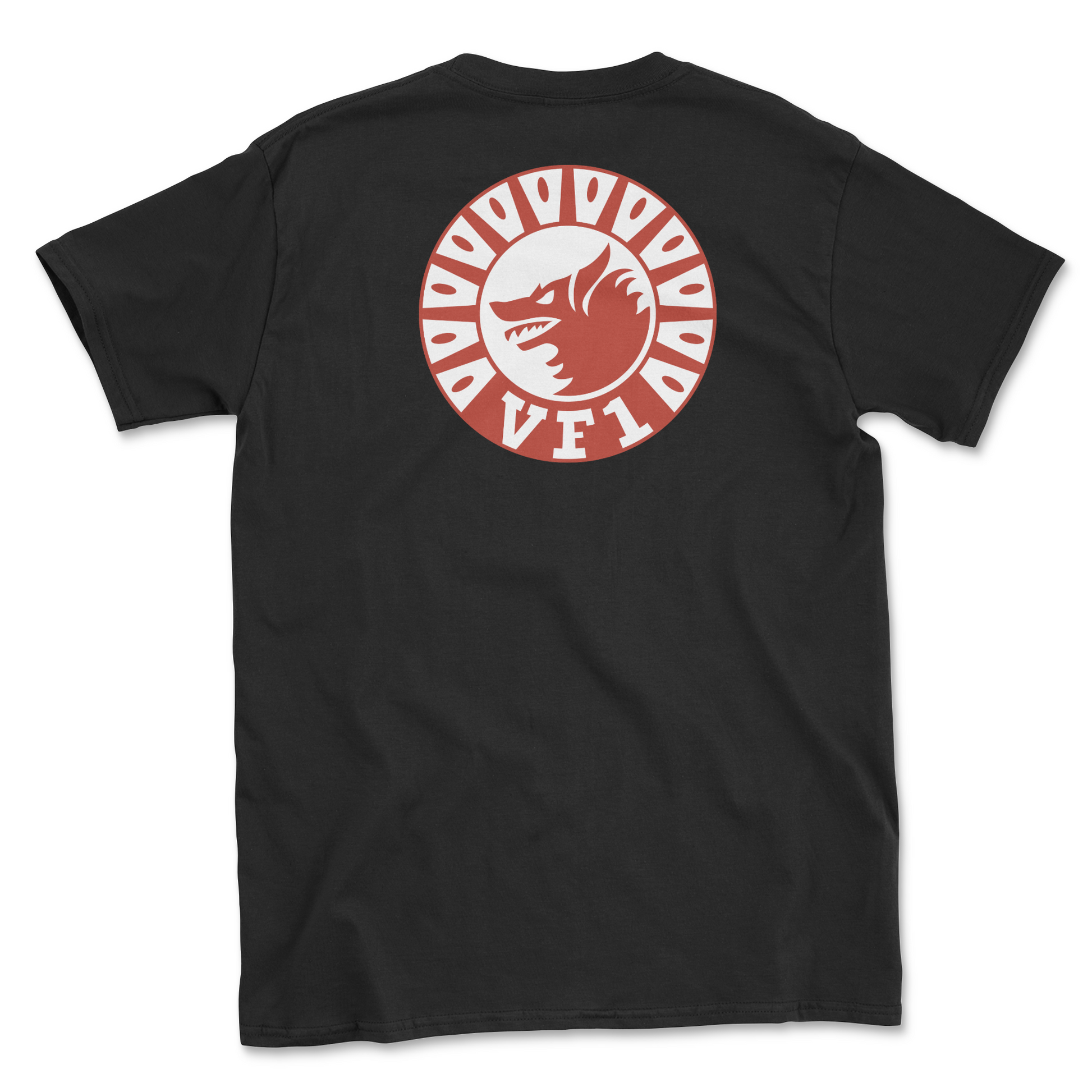 Black t-shirt with squadron patch.