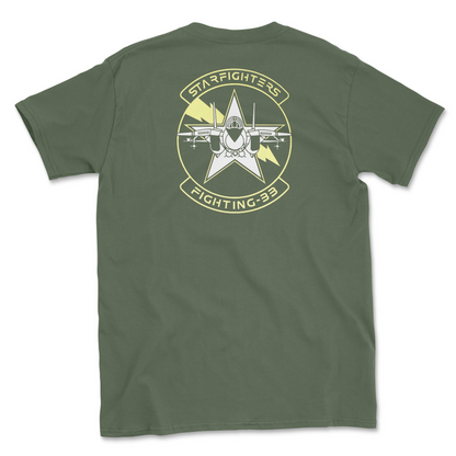 Military green t-shirt with squadron patch.
