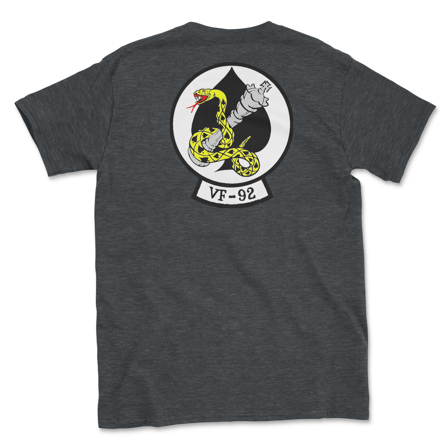 Dark grey heather t-shirt with squadron patch.