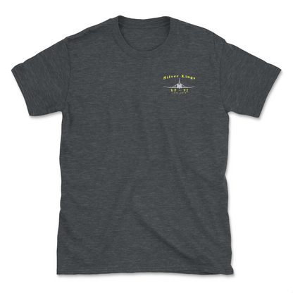 Dark grey heather t-shirt with an F-4 aircraft and squadron name.