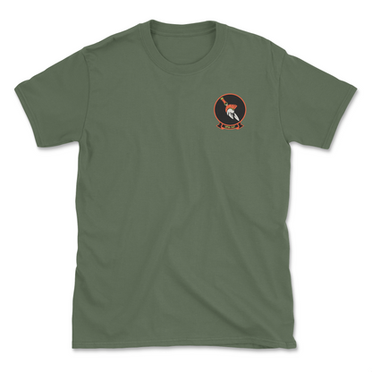 Military green t-shirt with squadron patch.