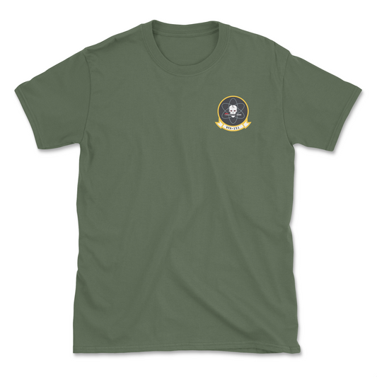 Military green t-shirt with squadron patch.
