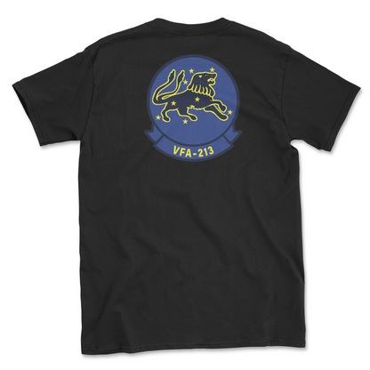 Black t-shirt with squadron patch.
